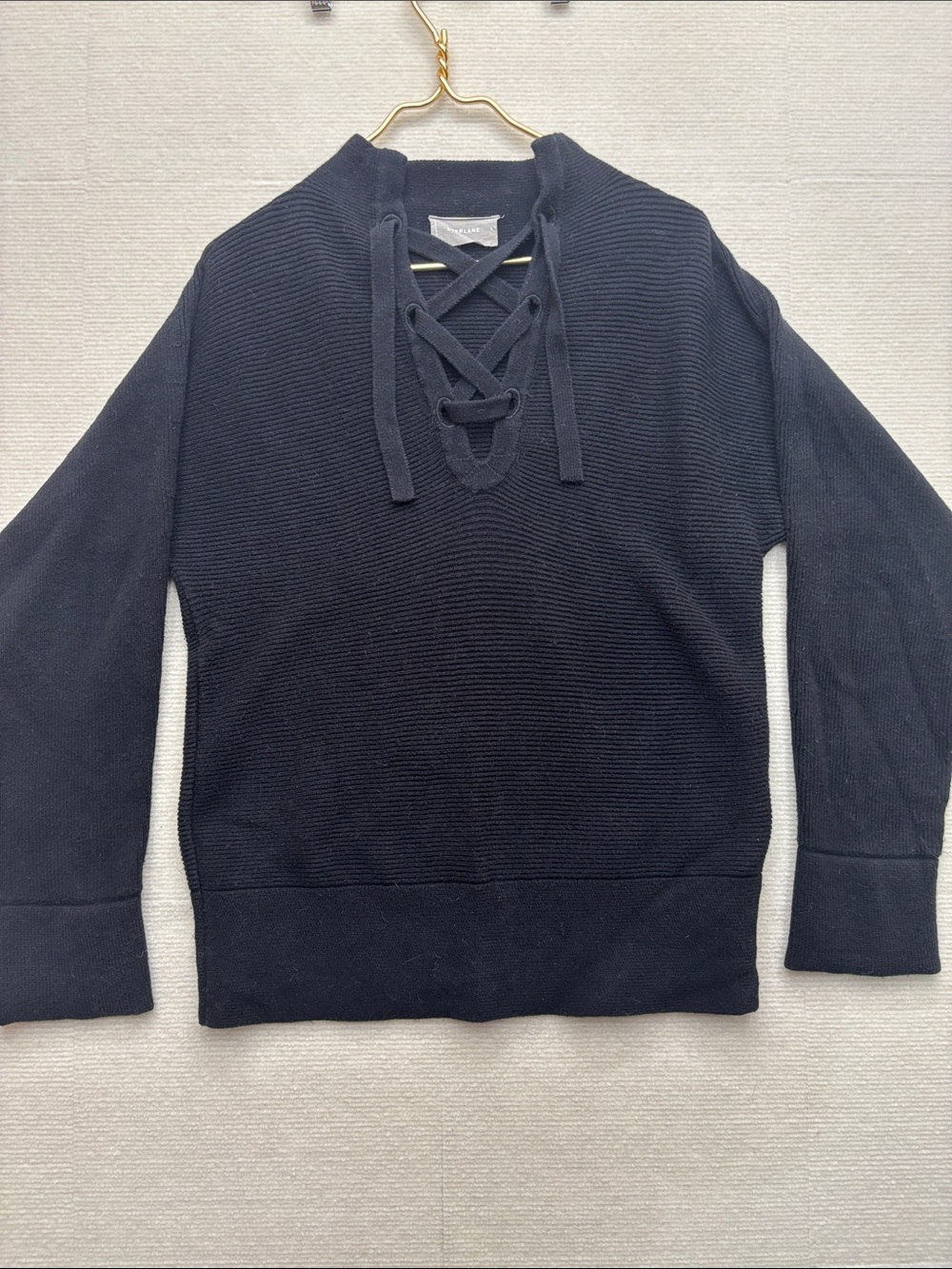 Everlane Black Lace-Up Knit Pullover